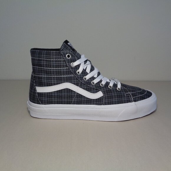 Vans Size 12 M Sk8-Hi TAPERED Black Plaid Canvas Sneakers New Women's Shoes - Picture 2 of 15
